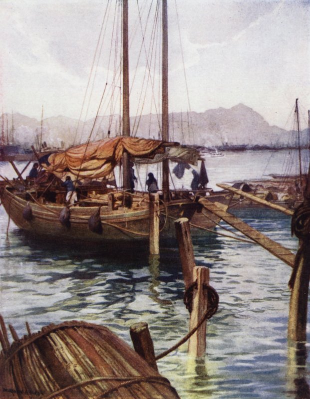 Chiny: port w Hongkongu (kolor lito) autorstwa Norman Hardy