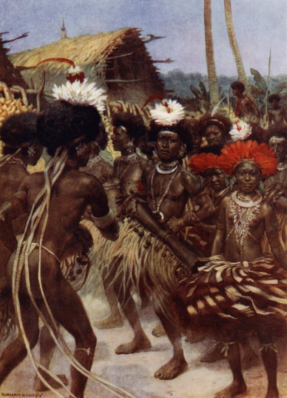 Harvest Dance, Nowa Gwinea (kolor lito) autorstwa Norman Hardy