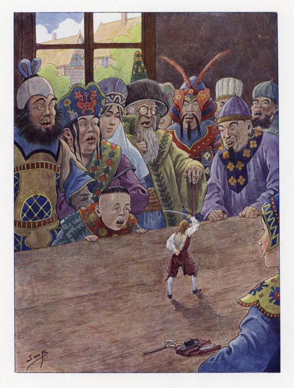 Ilustracja do podróży Guliwera autorstwa Onfray de Breville Job