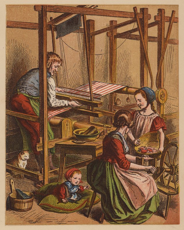 Tkacz (kolorowa litografia) autorstwa Oskar Pletsch
