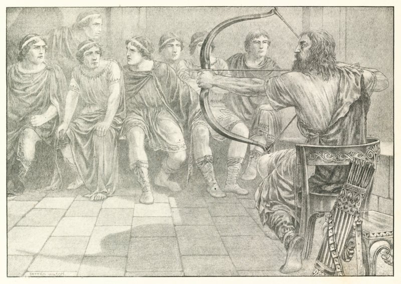 Ilustracja do Odysei Homera (litografia) autorstwa Patten (after) Wilson