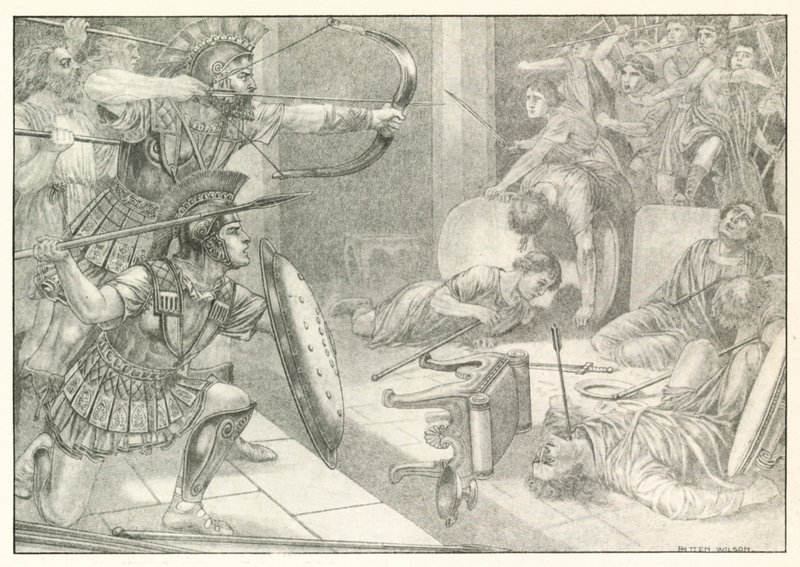 Ilustracja do Odysei Homera (litografia) autorstwa Patten (after) Wilson