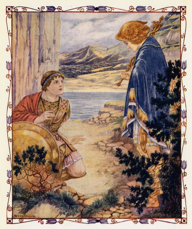 Perseusz i Quicksilver (kolorowa litografia) autorstwa Patten (after) Wilson