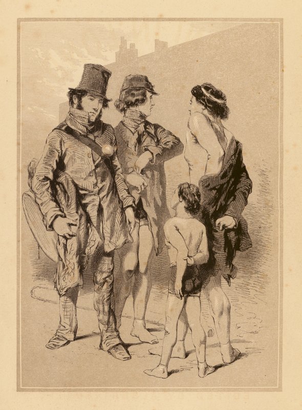 Gavarni w Londynie: Akrobaci (litho) autorstwa Paul (after) Gavarni