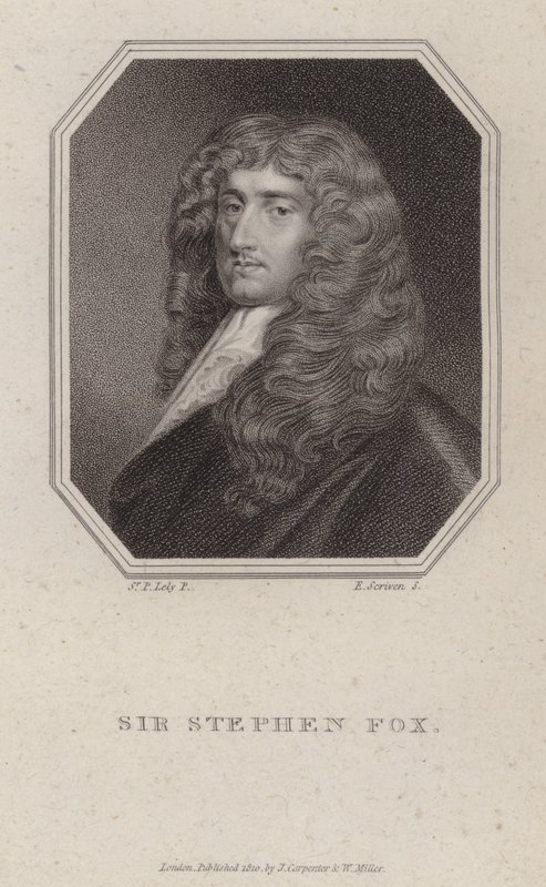 Sir Stephen Fox , angielski polityk (grawerowanie) autorstwa Peter (after) Lely