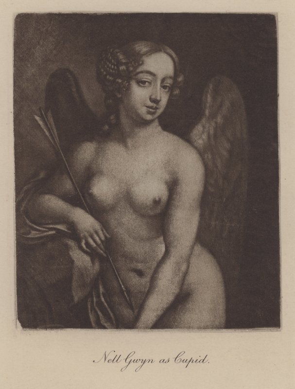 Nell Gwyn jako Kupidyn (mezzotinta) autorstwa Peter Cross