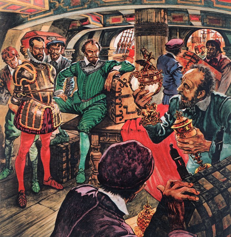 Sir Francis Drake w swojej kabinie autorstwa Peter Jackson