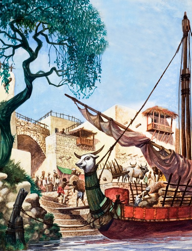 Rozładunek łodzi handlowej autorstwa Peter Jackson