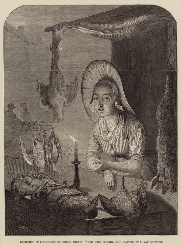 Dziewczyna z drobiem, itp. autorstwa Petrus van Schendel