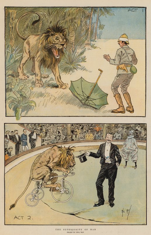 Wyższość człowieka (chromolitho) autorstwa Phil May