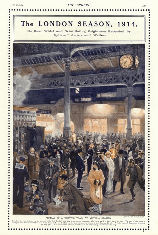 Przyjazd pociągu teatralnego na stację Victoria Station, Londyn autorstwa Philip Dadd