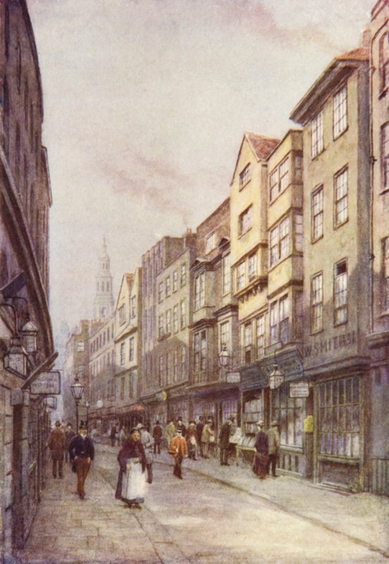 Holywell Street, Strand, patrząc na wschód, 1900 autorstwa Philip Norman