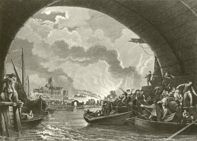 Wielki Pożar Londynu autorstwa Philippe Jacques de Loutherbourg