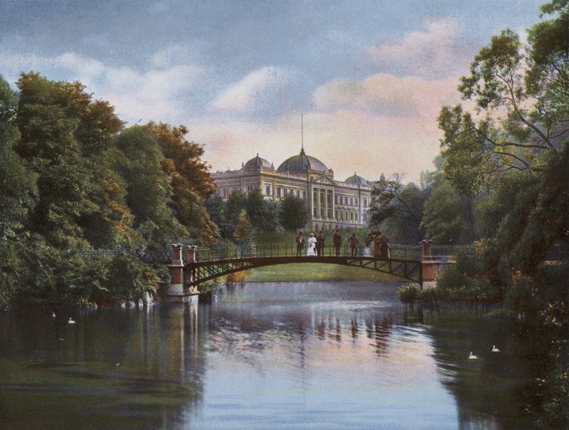 Hamburg: Ogród Botaniczny z Budynkiem Administracji Celnej (zdjęcie) autorstwa Photographer German