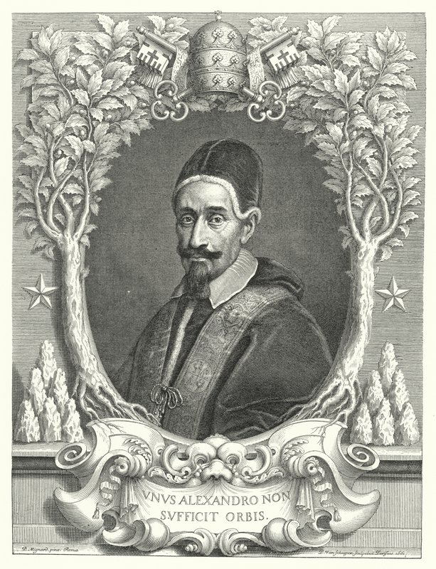 Papież Aleksander VII (grafika) autorstwa Pierre (after) Mignard