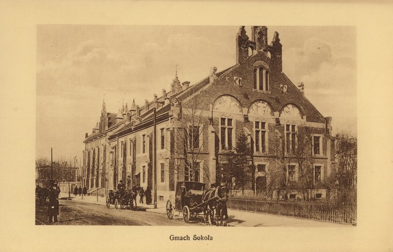 Krakow-Krakau: Gmach Sokola (b/w photo) autorstwa Polish Photographer