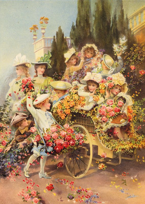 Bitwa kwiatów (chromolitho) autorstwa Polly Clarke