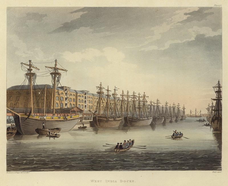 Doki w Indiach Zachodnich autorstwa Pugin and Rowlandson