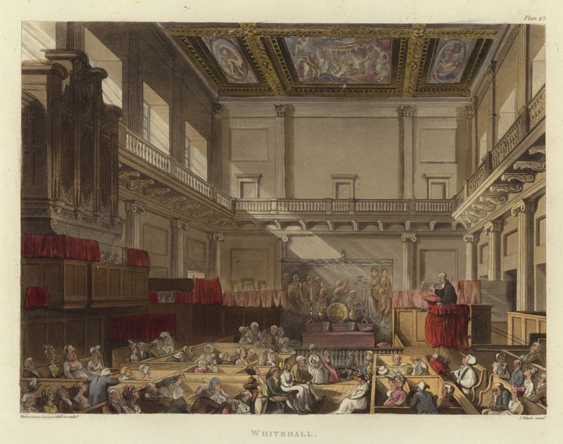 Whitehall autorstwa Pugin and Rowlandson