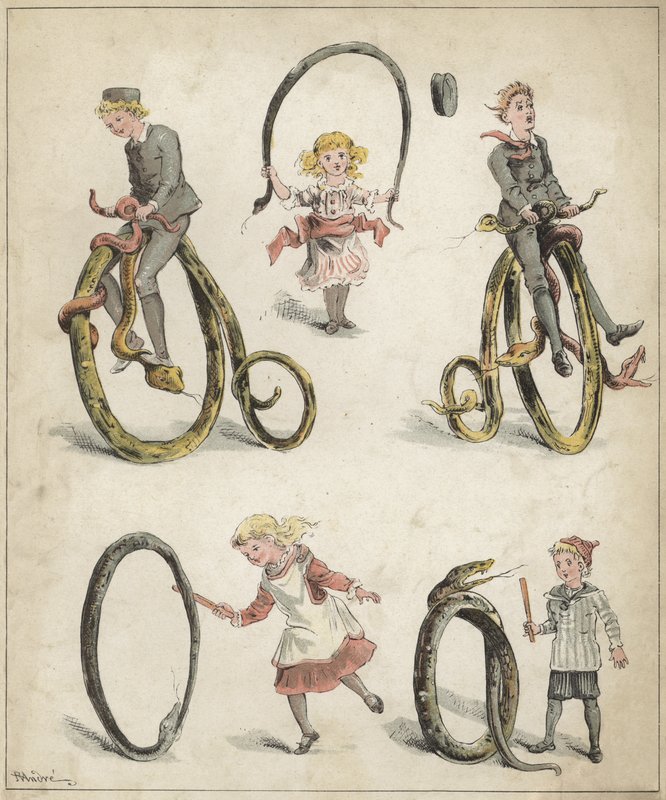 Gry z wężami (chromolitho) autorstwa Richard Andre