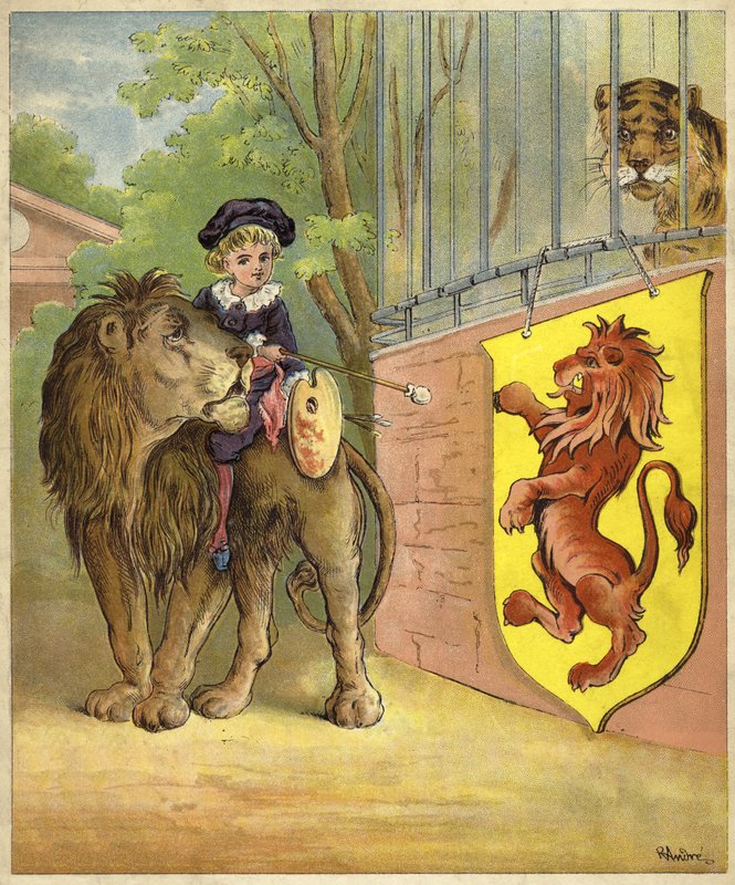 Jazda na lwie (chromolitho) autorstwa Richard Andre