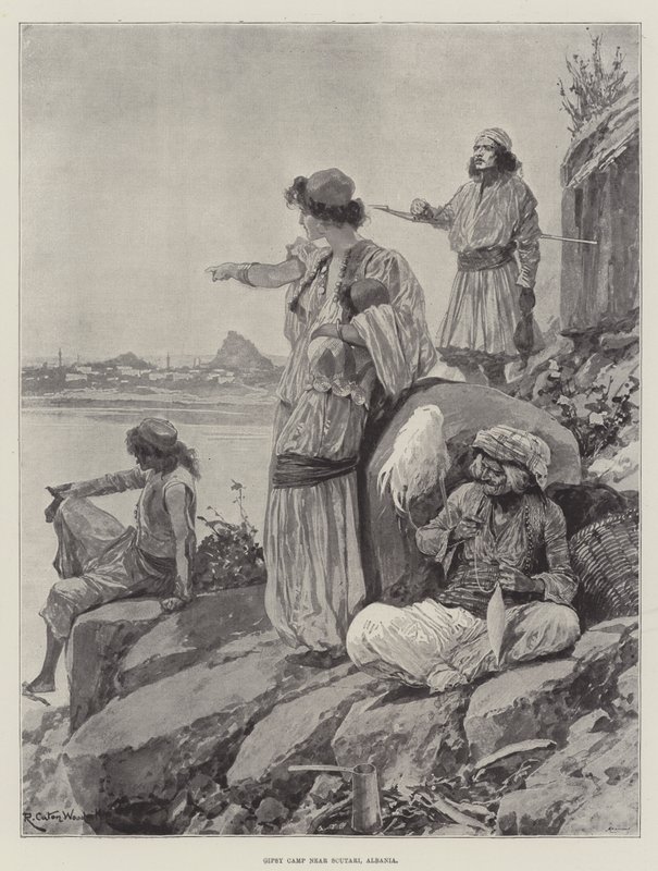 Obóz Cyganów w pobliżu Scutari, Albania autorstwa Richard Caton Woodville junior