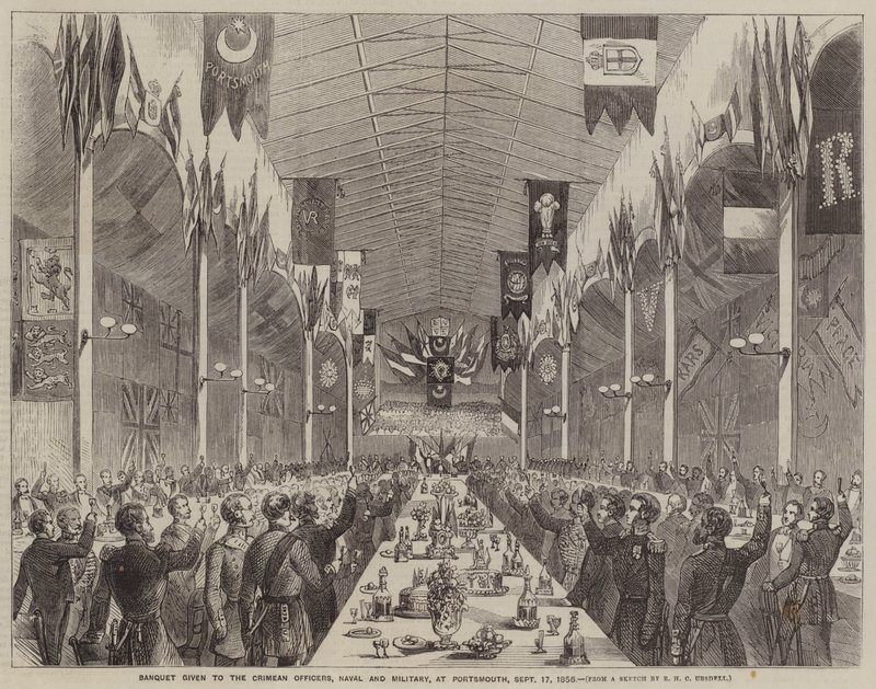 Bankiet wydany krymskim oficerom marynarki wojennej i wojskowi w Portsmouth, 17 września 1856 r autorstwa Richard Ubsdell