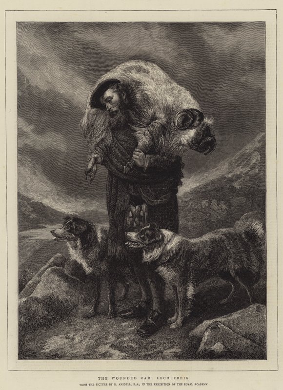 Ranny baran, grawer Loch Freig autorstwa Richard Ansdell