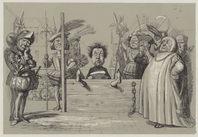Perkin Warbeck czyta swoją spowiedź (akwatinta) autorstwa Richard Doyle
