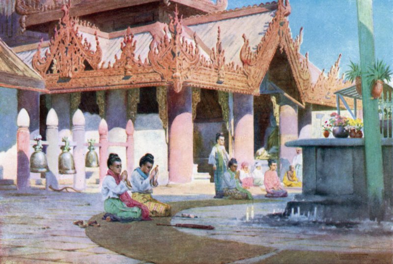 Modlitwa na platformie Pagoda, Prome autorstwa Robert George Talbot Kelly