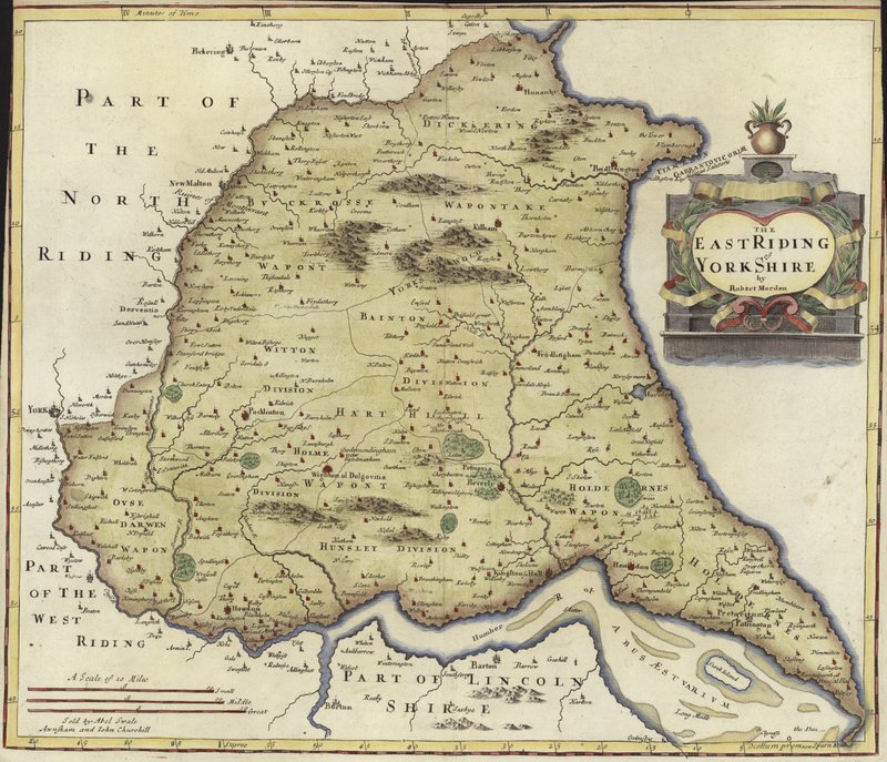 Mapa East Riding of Yorkshire (rycina kolorowa) autorstwa Robert Morden