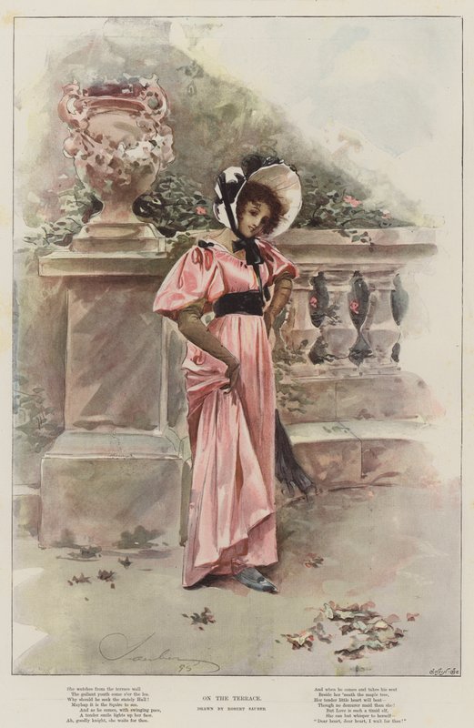 Na tarasie (chromolitho) autorstwa Robert Sauber