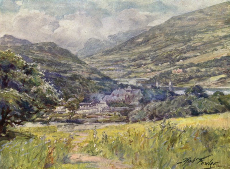 Bodnant Hall, Conway Valley (kolor lito) autorstwa Robert (after) Fowler