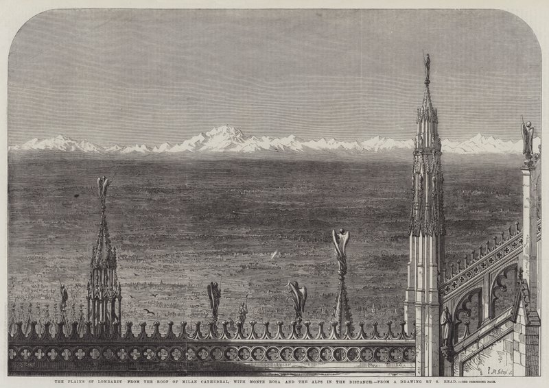 Równiny Lombardii z dachu katedry w Mediolanie, z Monte Rosa i Alpami w oddali autorstwa Samuel Read