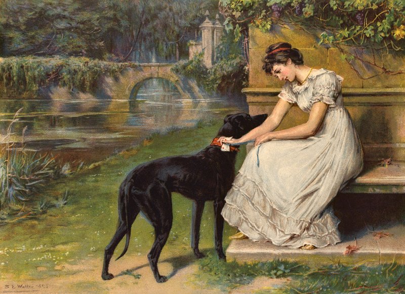 Posłaniec miłości (litografia) autorstwa Samuel Edmund (after) Waller