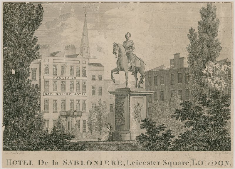 Hotel de Sablonniere, Leicester Square, Londyn autorstwa Samuel Rawle