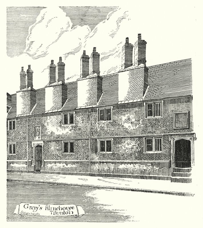 Przytułek Graya, Taunton (grawerowanie) autorstwa Sidney Heath