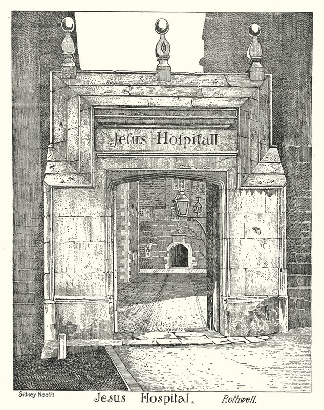 Szpital Jezusa, Rothwell (grawerowanie) autorstwa Sidney Heath