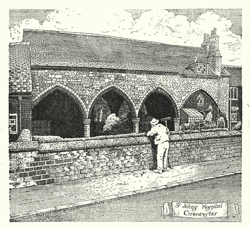 Szpital Św. Jana, Cirencester (grafika) autorstwa Sidney Heath