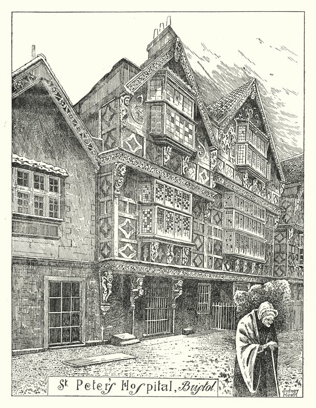 Szpital św. Piotra w Bristolu (grafika) autorstwa Sidney Heath