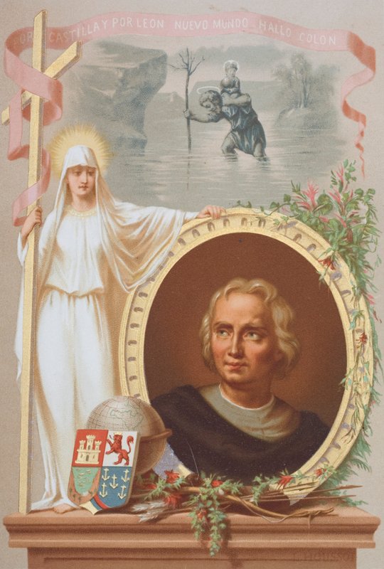 Krzysztof Kolumb, nawigator genueński (chromolitho) autorstwa Spanish School