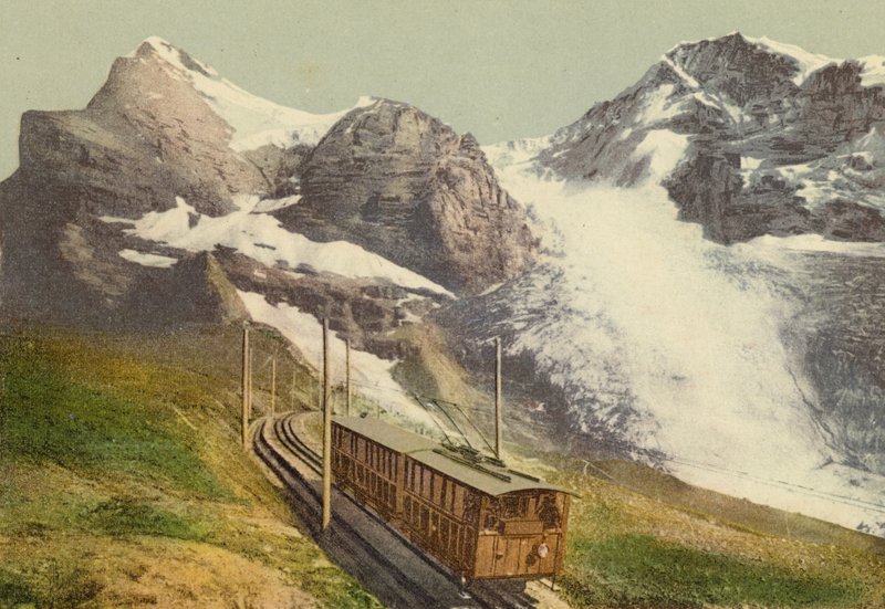 Berner Oberland: Jungfraubahn (kolorowe zdjęcie) autorstwa Swiss Photographer