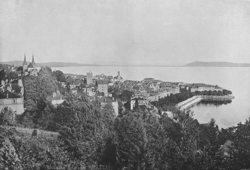 Neuchâtel, Vue Generale (zdjęcie czarno-białe) autorstwa Swiss Photographer