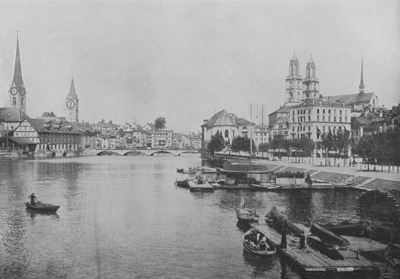 Zurych i Limmat (zdjęcie czarno-białe) autorstwa Swiss Photographer