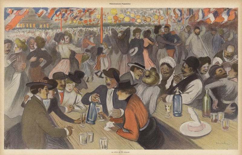 Obchody Dnia Bastylii (kolor lito) autorstwa Theophile Alexandre (after) Steinlen