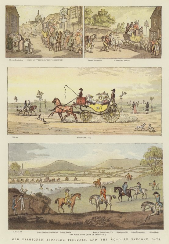 Old Fashioned Sporting Pictures i droga w dawnych czasach (chromolitho) autorstwa Thomas Rowlandson