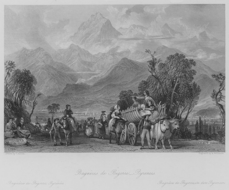 Bagneres de Poigorre, Pireneje (grawerowanie) autorstwa Thomas (after) Allom
