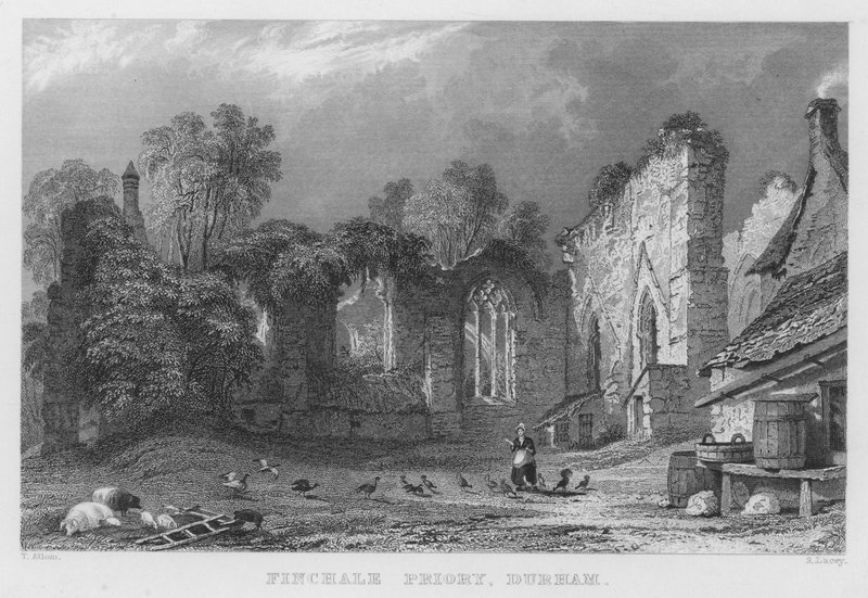 Finchale Priory, Durham (grawerowanie) autorstwa Thomas (after) Allom