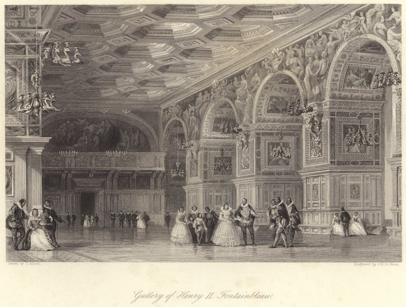 Galeria Henryka II Fontainebleau (grafika) autorstwa Thomas (after) Allom