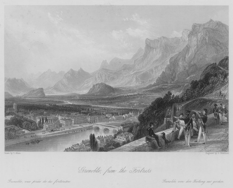 Grenoble, z fortecy (rycina) autorstwa Thomas (after) Allom